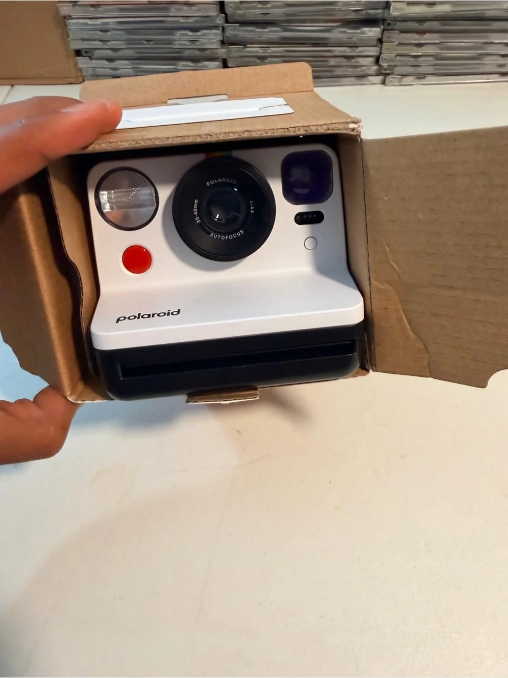 Polaroid Now Instant Camera - White with Red Accent